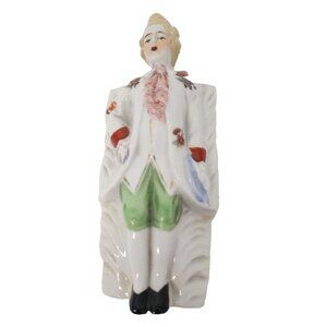 Vintage Colonial Man White Porcelain Wall Pocket Planter Vase Made in Japan
